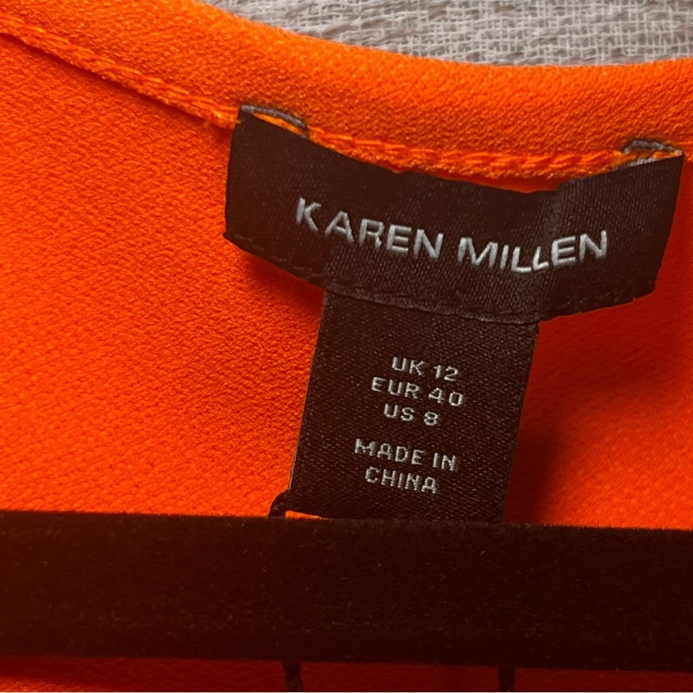 Karen Millen Neon Orange Figure Form Bodice Zip-Front Sleeveless Tank Top 8 - Picture 6 of 14